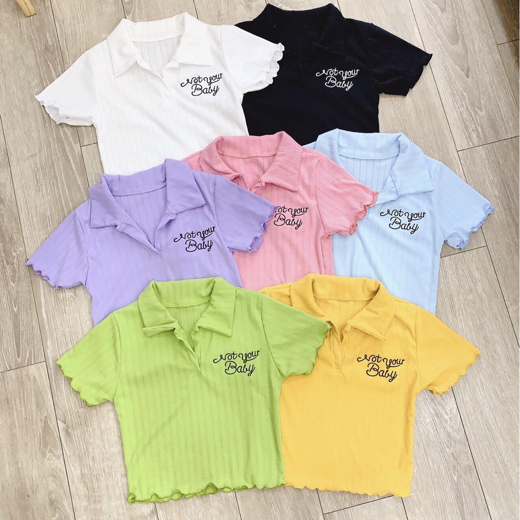 Áo croptop polo chất thun gân thêu chữ baby, phù hợp đi chơi đi hẹn hò nhiều phong cách. đủ màu, ảnh thật tự chụp