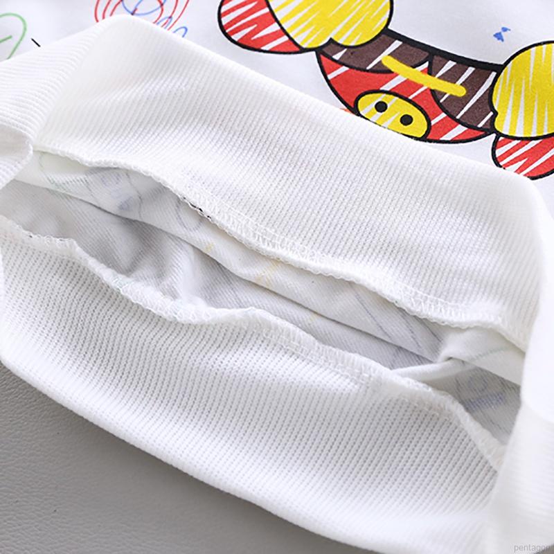 Bộ Đồ 2 Món Áo Thun Tay Dài In Họa Tiết Hoạt Hình + Quần Dài Cho Bé