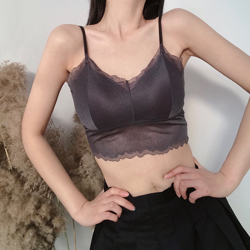 🌱lbf 🙋 khí chất retro ren vest nhỏ dễ thương miễn phí vòng thép miễn phí thoải mái với sự dễ dàng đến nữ quấn ngực, đáng yêu