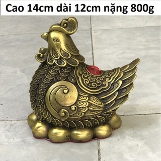 Tượng gà ấp trứng vàng bằng đồng MS40a