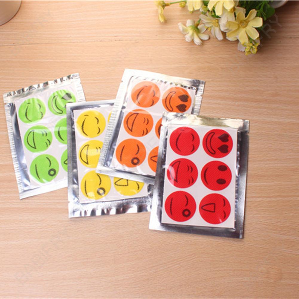 Set 6 miếng dán hình biểu tượng cảm xúc chống muỗi đáng yêu dành cho trẻ em