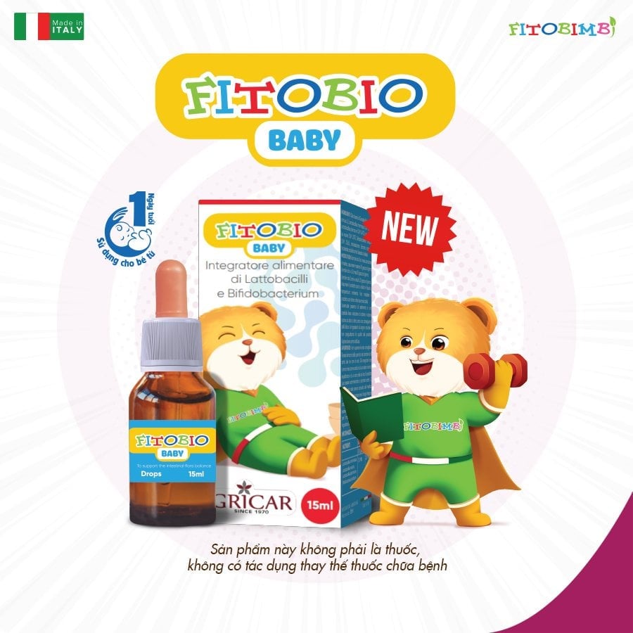 Men vi sinh cho bé Fitobio Men tiêu hoá cho bé Giúp giảm rối loạn tiêu hóa như tiêu chảy táo bón đầy bụng khó tiêu