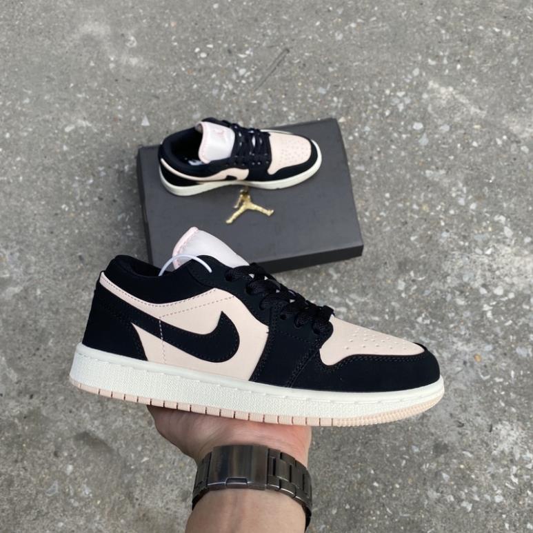 Giày thể thao Air Jordan low đen hồng nhạt, Giày JD1 Hồng Đen thấp cổ nam nữ 2021