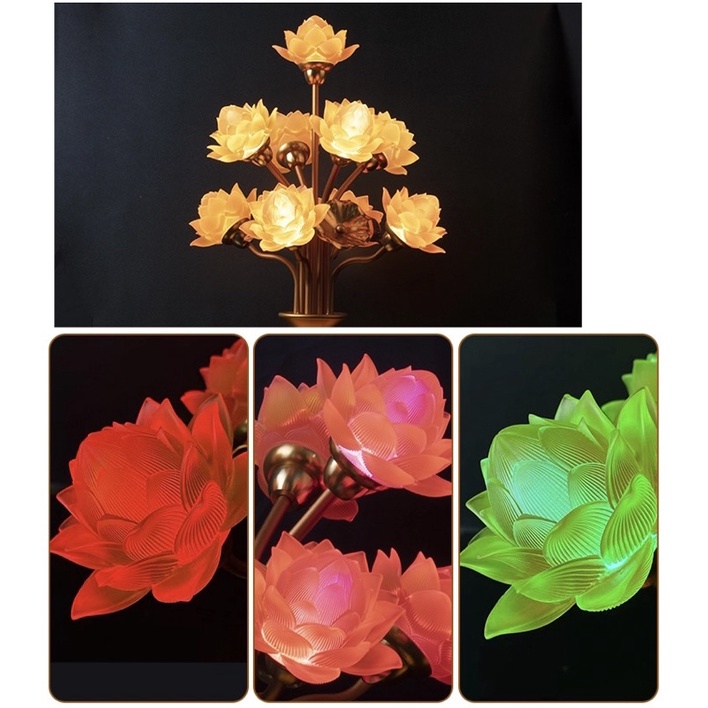 CÂY ĐÈN LED HOA SEN LƯU LY THỜ CÚNG TRANG TRÍ