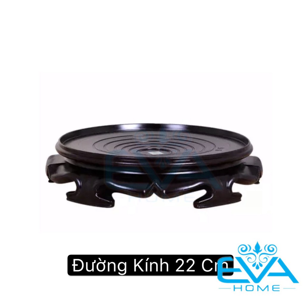 Đế Gỗ Nhựa Tròn Chân Hoa Văn Size 22 Cm Cao Cấp