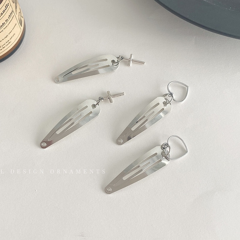 Kẹp tóc mạ bạc hình chữ thập đơn giản cá tính cho nữ