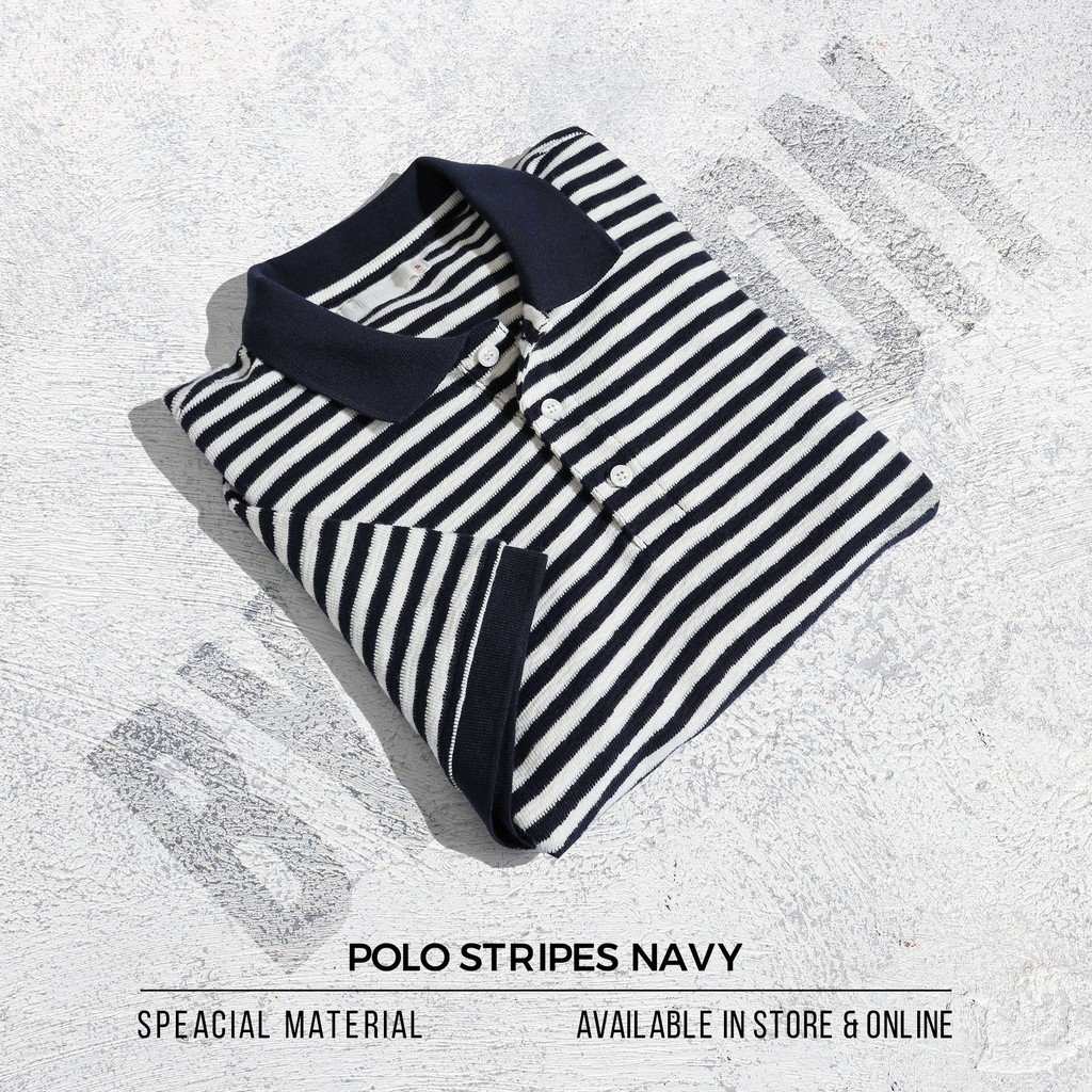 Áo Thun Polo Nam Cổ Bẻ Sọc Navy 2 BY COTTON Navy Stripe 2 Polo | BigBuy360 - bigbuy360.vn