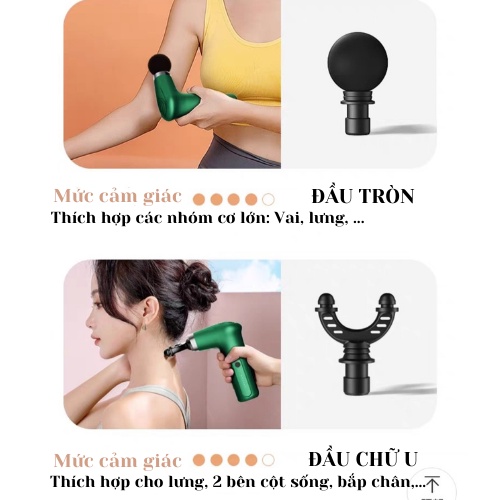 Súng massage cầm tay mini JOBUR J5 - với 4 đầu massage, 4 mức độ rung mạnh mẽ, thiết kế nhỏ gọn tiện lợi