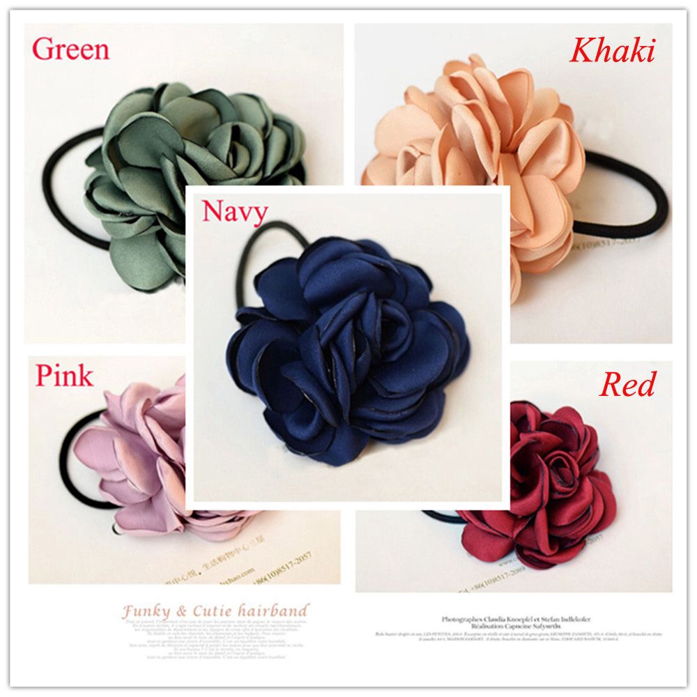 Dây buộc tóc gắn hoa hồng thời trang cho nữ