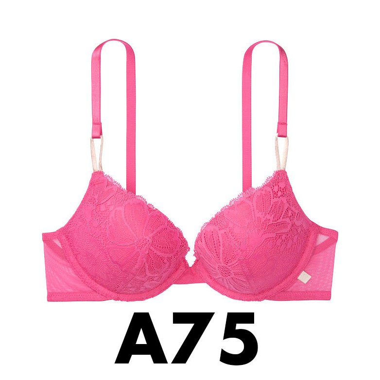 Áo lót USA 34A/A75 - hồng ren hoa (84) Favorite T Push-up nâng ngực, Pink Sorbet - Hàng nhập Victoria's Secret USA