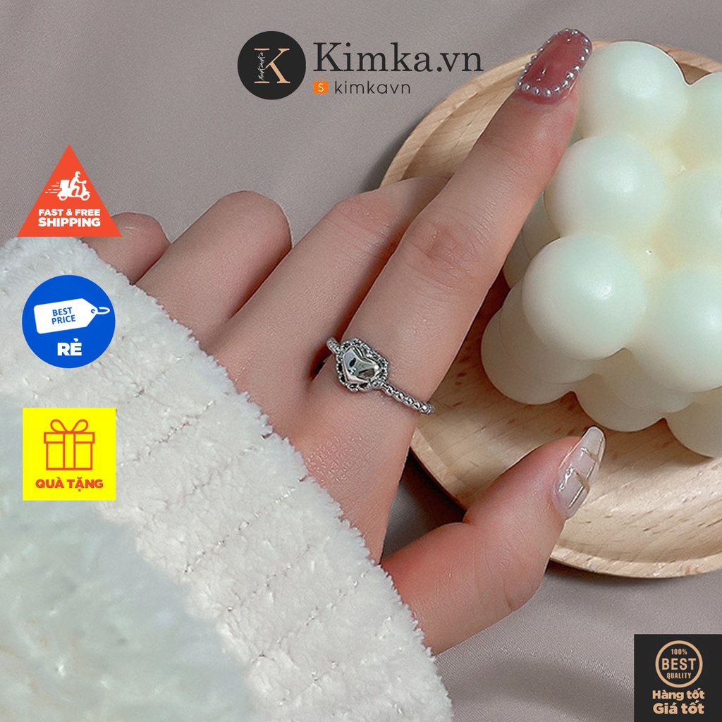 (0664) Nhẫn Đeo Tay Trái Tim Đơn Giản Tiểu Thư Thanh Lịch Hàn Quốc