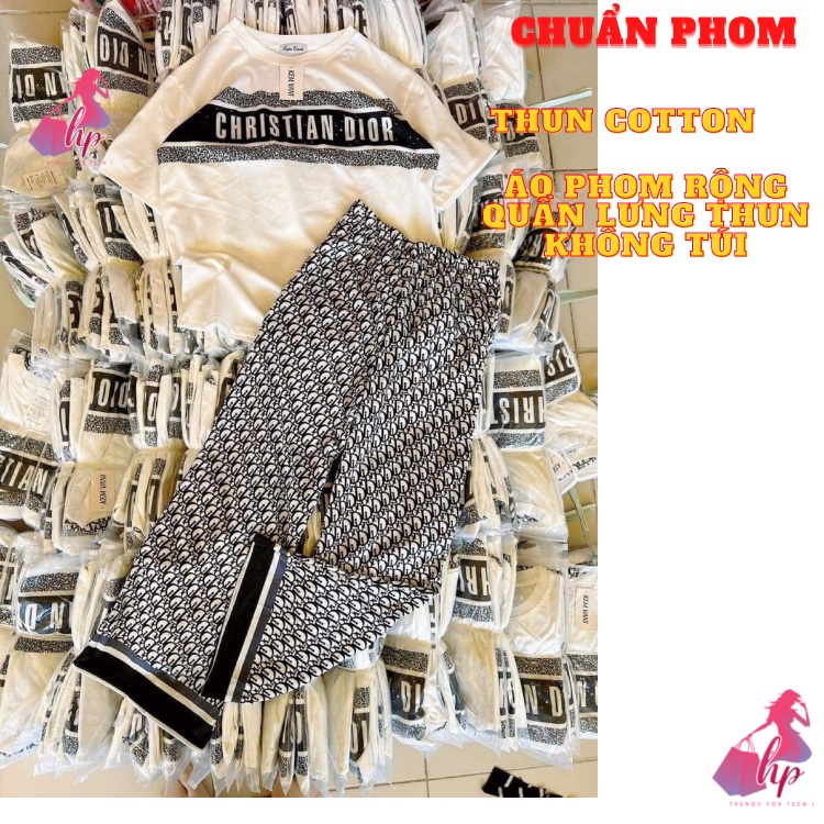 Set đồ bộ nữ sang chảnh áo tay ngắn phom rộng kèm quần dài in họa tiết kiểu hàn quốc tôn dáng mặc nhà đi chơi dạo aloha