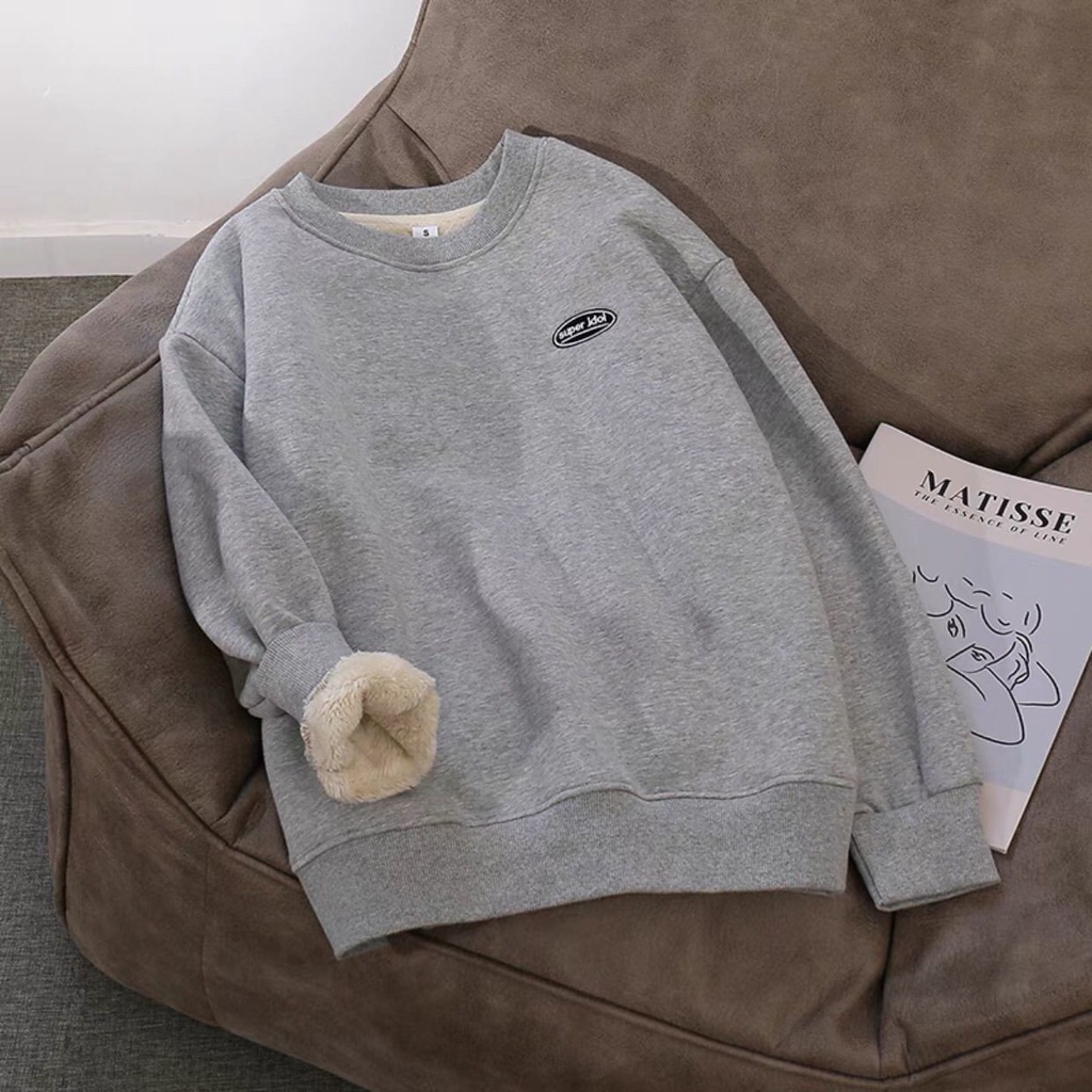 Áo Sweater Cổ Tròn Tay Dài Dáng Rộng Vải Nhung Lông Cừu Dày Thời Trang Mùa Đông 2022 Ấm Áp Cho Nữ