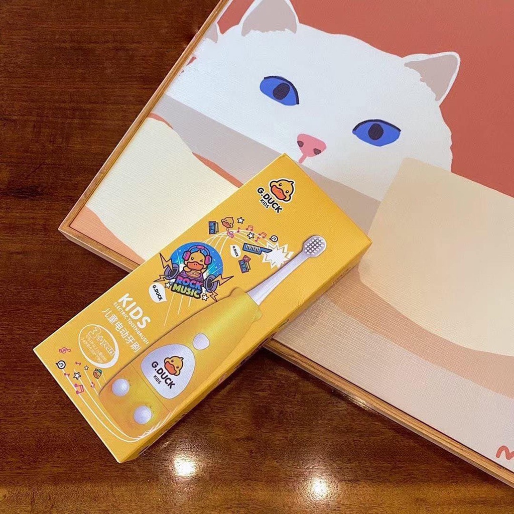 Bàn chải đánh răng tự động cho bé 1tuổi 2tuổi lông nano 5d siêu mảnh mềm hãng G Duck tặng kèm đầu thay MiibooShi S151515