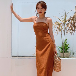 Đầm Linen suông ôm hai dây nút bọc tinh tế nữ tính dễ mặc UP2 workshop Camisole Dress