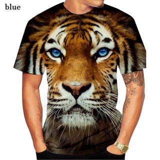 Áo thun Tiger MỚI Quần áo ngắn tay dành cho nam Động vật sáng tạo Cổ chữ O kỹ thuật số Tiger ❥ ❈ Áo thun in hình nữ Áo cỡ lớn XS-6XL