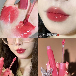 Son bóng RUGU màu đỏ hiệu ứng gương thời trang mùa hè cho nữ