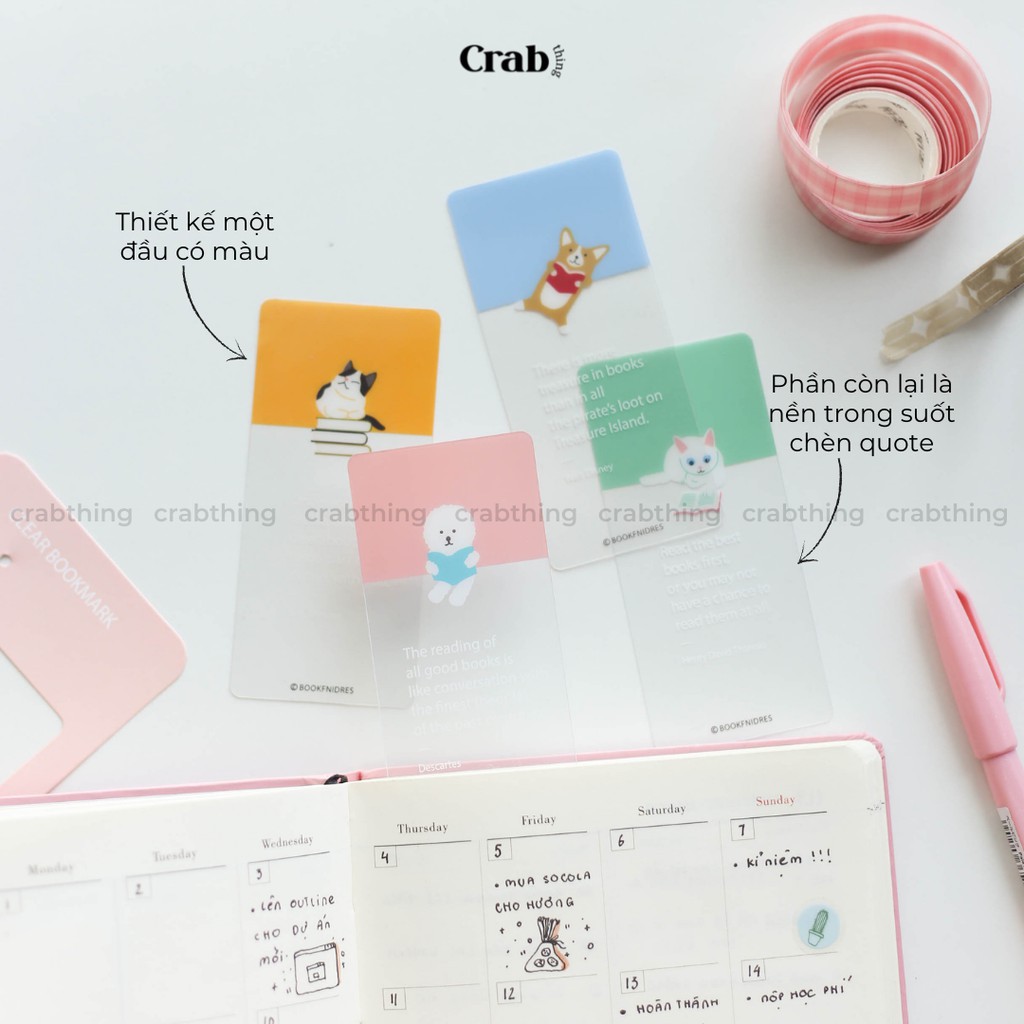 Bookmark - Đánh dấu sách trong suốt 4 màu pastel