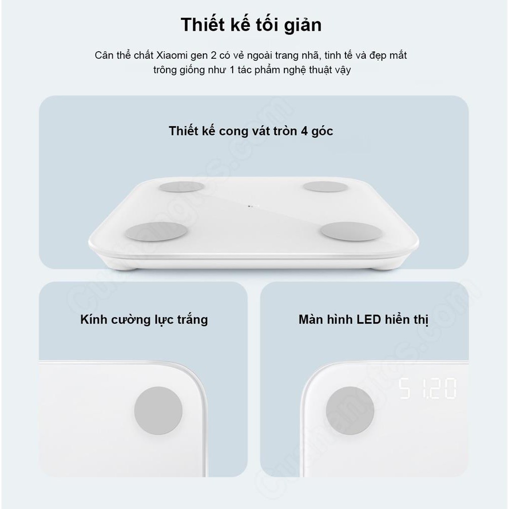 Cân Xiaomi gen 2 Mi Smart Scale 2 thông minh - Hãng phân phối Loại to mẫu mới nhất -dc3739