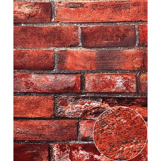 Giấy dán tường nhập khẩu, hoa văn nổi họa tiết giả gạch