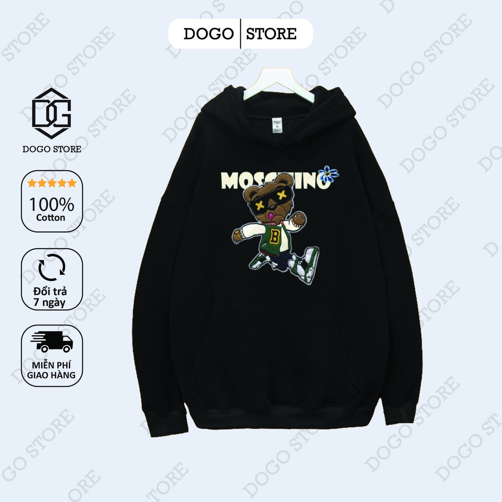 Áo Nỉ Hoodie MOSCHINO GẤU 1 Dogo Store , áo hoodie nam nữ nỉ bông cotton