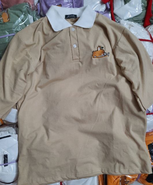 Áo polo % hình thật B'teen unisex tay lỡ thêu cún siêu hot.