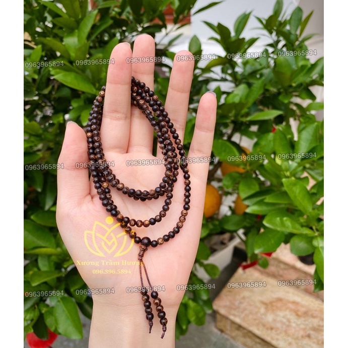 Chuỗi Trầm Hương Sánh Chìm hạt nhỏ 4mm - 108 hạt và 216 hạt - Vòng tay nam nữ - Vòng gỗ Trầm may mắng thuỷ