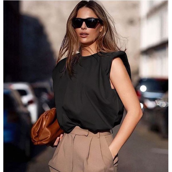 Áo thun tay ngắn độn vai ba basic dễ kết hợp HAC132 Hỉn Hỉn Store