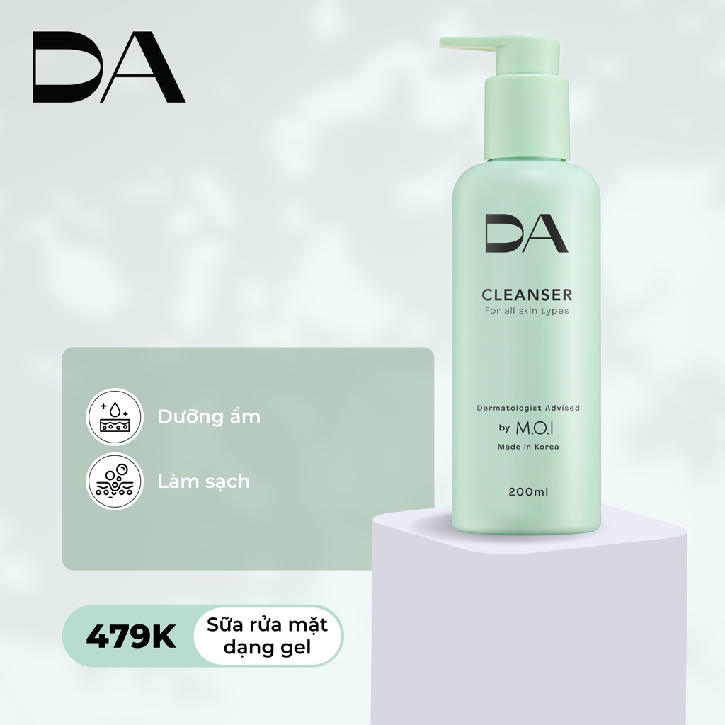 Combo Sữa rửa mặt và Toner DA by MOI Cosmetics làm sạch, dưỡng ẩm cho da ( 2 chai x 200ml)