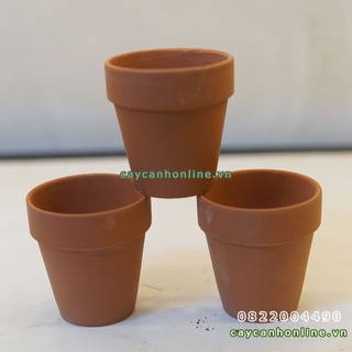 Chậu đất nung màu nâu size 7x7 trồng cây xương rồng sen đá mini để bàn