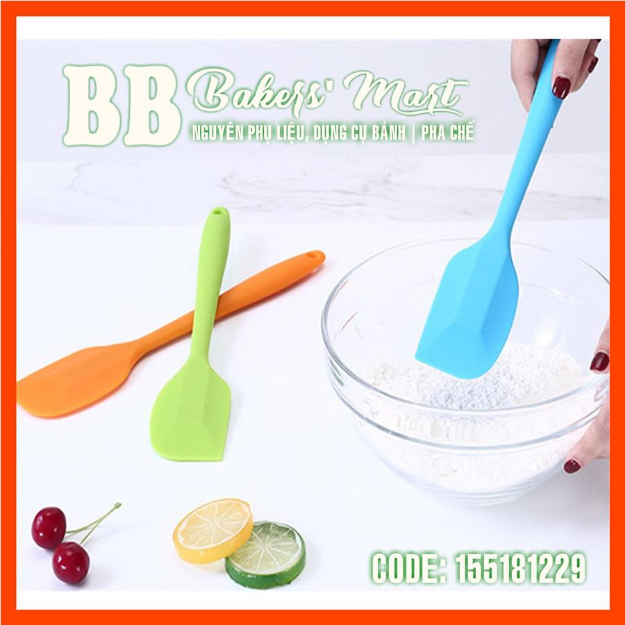 Spatula phới dẹt vét trộn bột silicone đúc liền 1 màu NHỎ - 21cm (GIAO MÀU SẮC NGẪU NHIÊN)