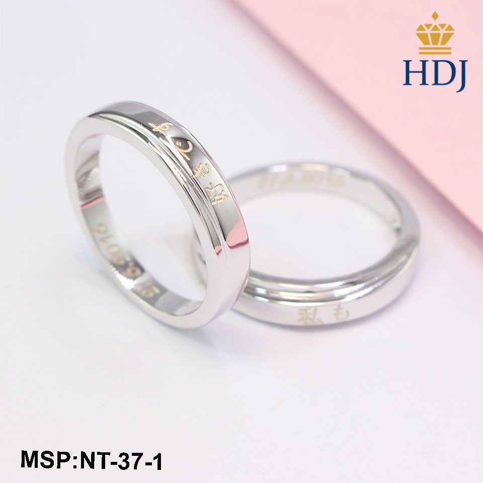 Nhẫn đôi bạc, nhẫn cặp bạc đẹp khắc tên theo yêu cầu trang sức cao cấp HDJ mã NT-37-1