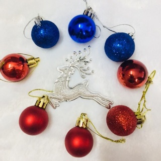 NOEL - Bộ 09 trái châu bóng, mờ, nhũ trang trí cây Tùng Noel size 2,5cm