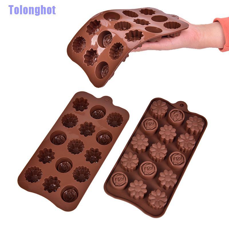 Tolonghot> 1Pc New Silicone Rose Flower-Shape Chocolate Cake Soap Mold Bake-Ice Tray Moulds