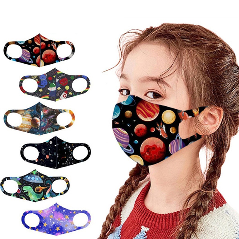 (Hàng Mới Về) Khẩu Trang Cotton Lụa Lạnh Thoáng Khí Họa Tiết Hoạt Hình Dễ Thương Có Thể Giặt Và Tái Sử Dụng Cho Bé