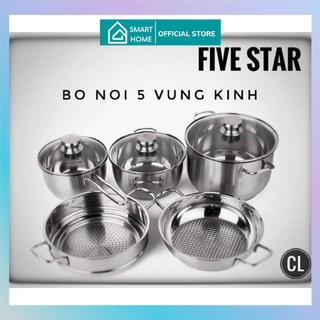 Bộ nồi cao cấp 5 Fivestar inox nắp kính đáy từ