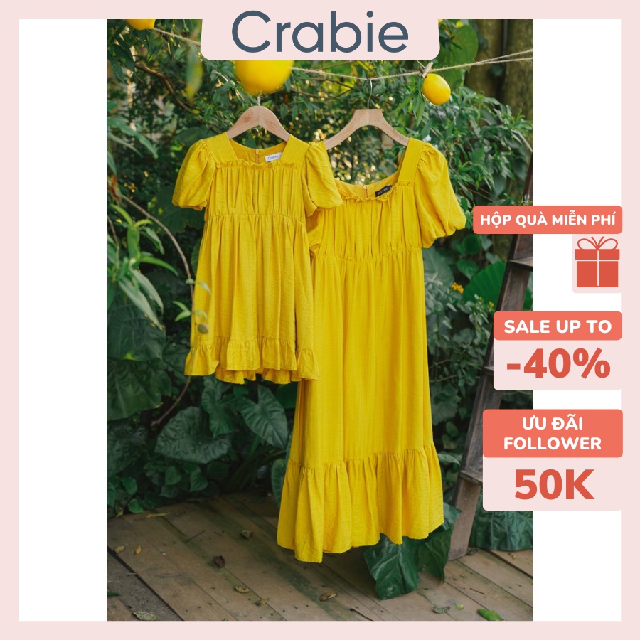 Váy bé gái CRABIE tay bồng xếp li ngực dự tiệc xinh xắn cho bé 3,4,5,6,7,8,9,10 tuổi - Bella Dress - Vàng