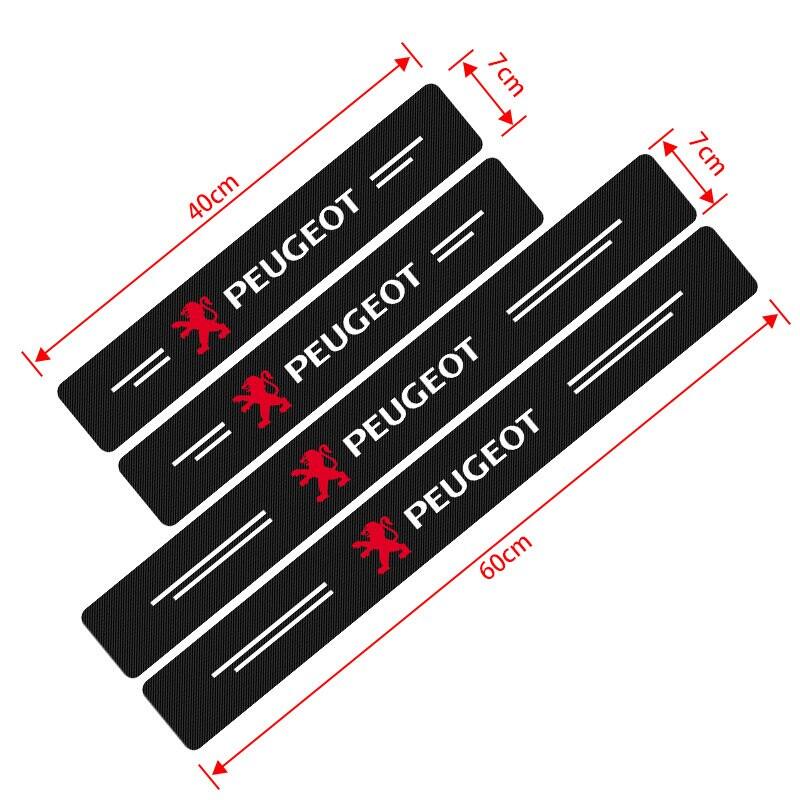 Bộ 4 Miếng Dán Trang Trí Xe Hơi Peugeot 107 108 206 207 308 307 508 2008 3008 Bằng Sợi carbon