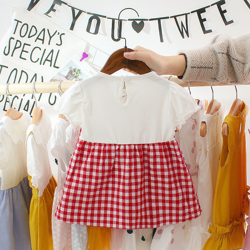 2-Layer Dress With Short-Sleeved Stripes Lovely For Girls