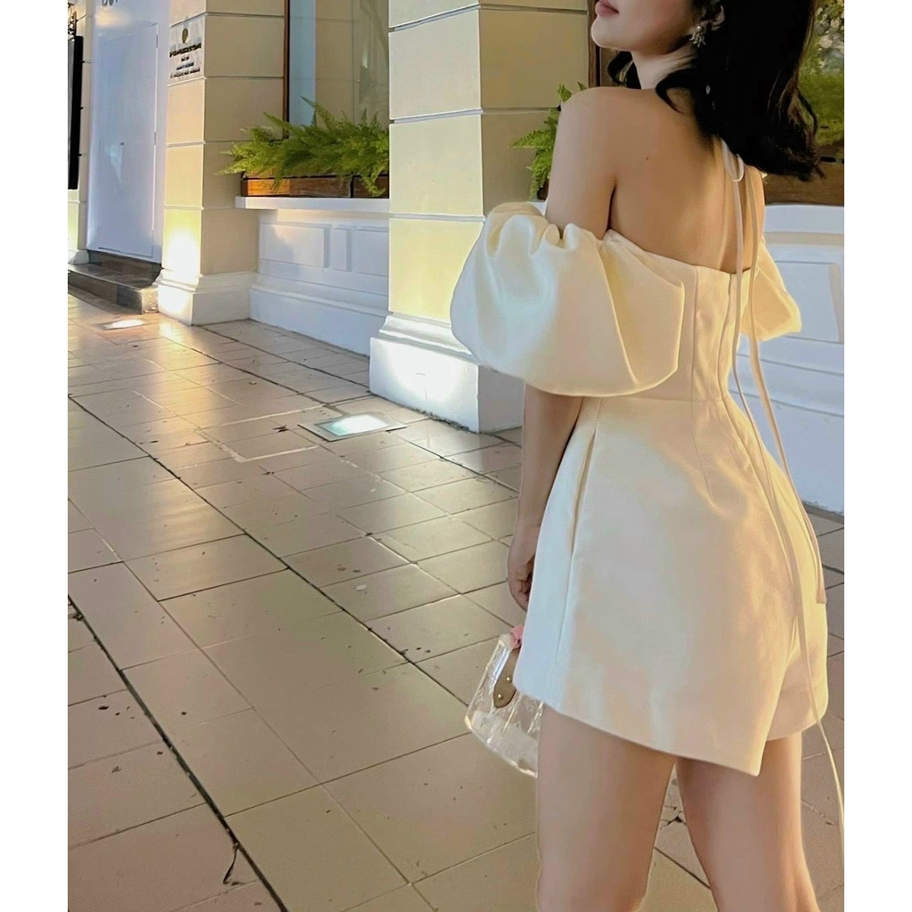 Jump trễ vai tay phồng trái tim trẻ trung chất bóng k