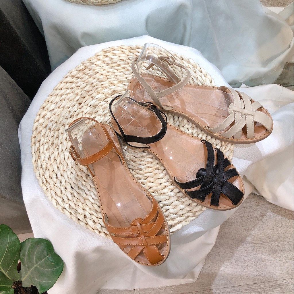 Giày sandal da bò mũi rọ - THENYSMILE - Spi
