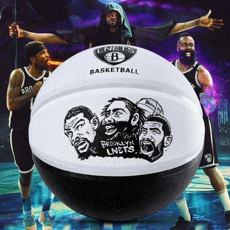 Bóng Rổ Size Số 7 Brooklyn Nets Da PU Cao Cấp Tiêu Chuẩn Thi Đấu Tặng Bơm Tay Mini Băng Cổ Tay Túi Rút Dù Kim Và Lưới