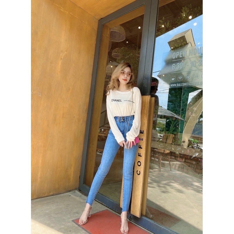 Quần jean 4 khuy ⚡️TÔN DÁNG ⚡️ Quần jean bó hàng cao cấp, chất vải dày dặn, siêu tôn dáng không lo lỗi mode