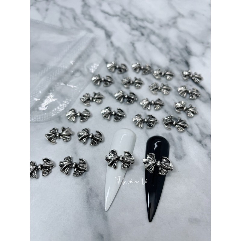 phụ kiện charm gấu hình nơ gắn móng mẫu tay nail 10 cái