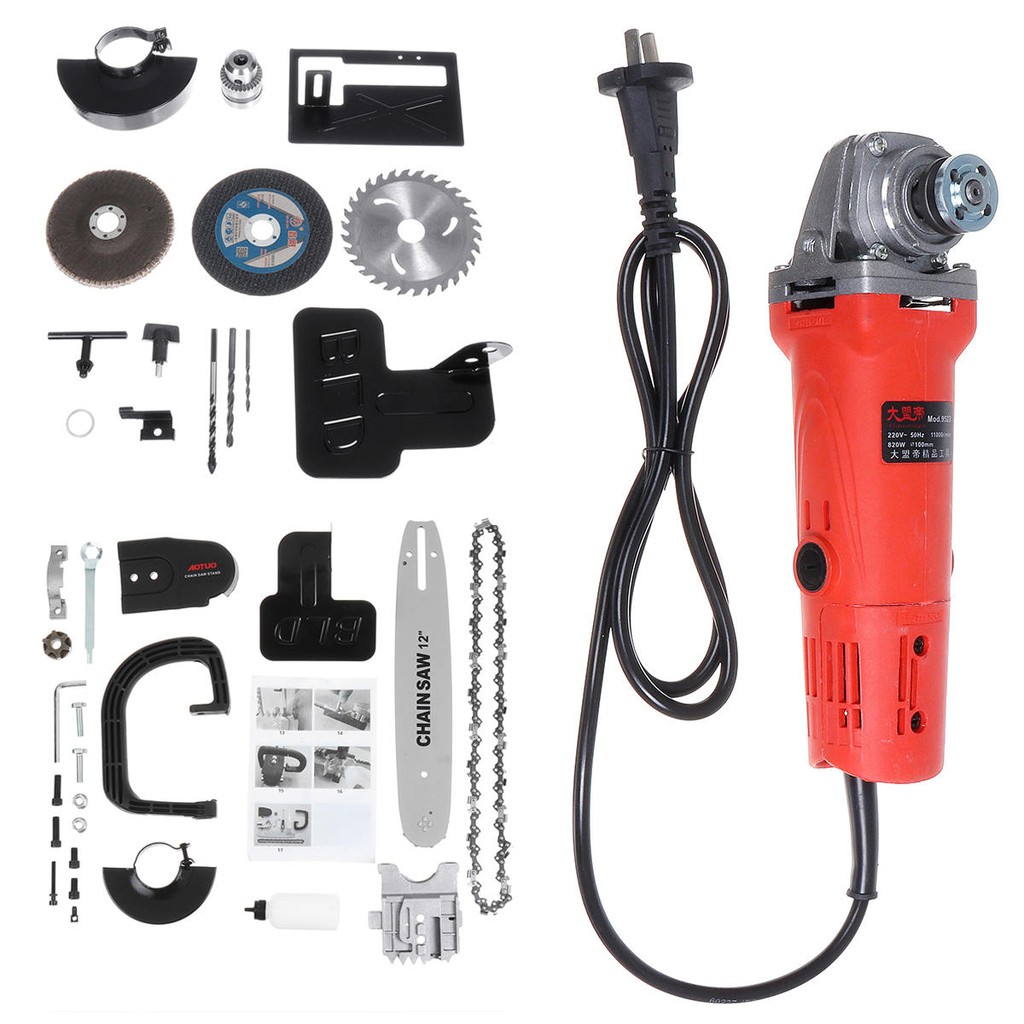 Combo Máy Cắt, Máy Mài Góc Aotuo + Lưỡi cưa xích Chain Saw, tra dầu tự động, máy cắt cây, cắt cành