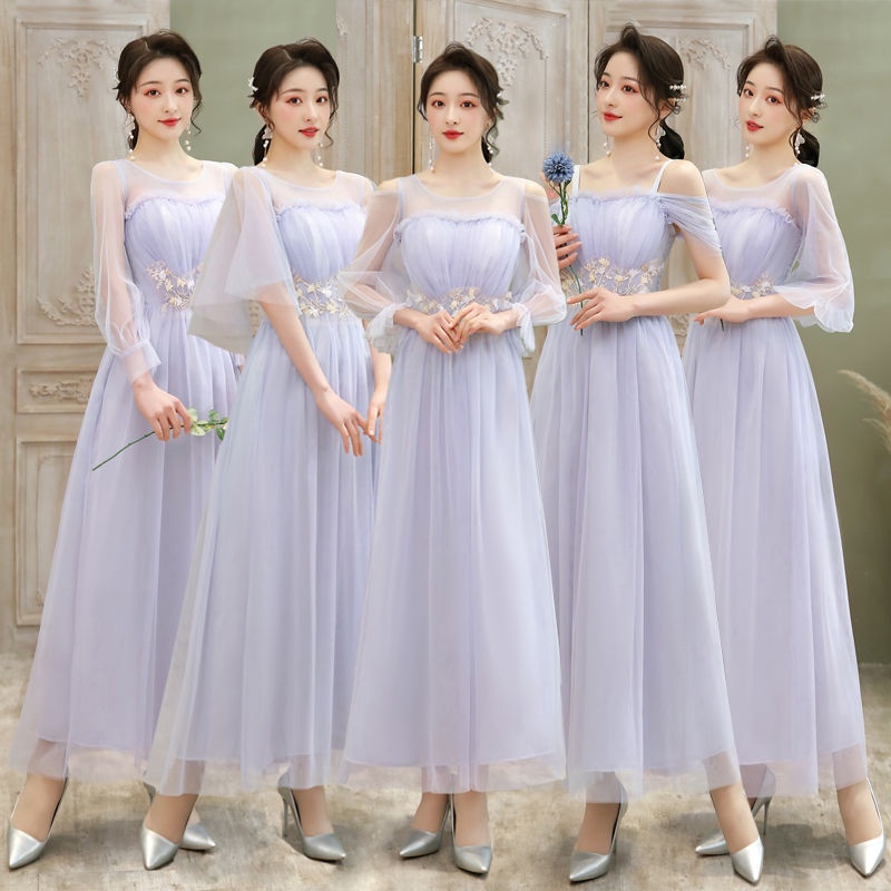 Đầm phù dâu dáng dài màu hồng thời trang mới