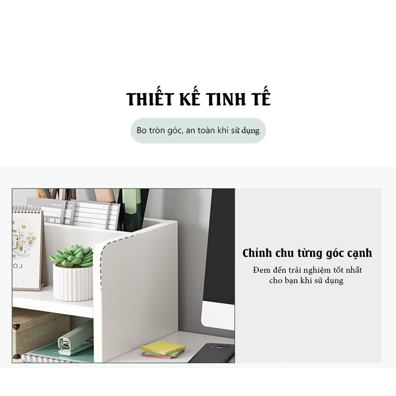 Kệ máy tính để bàn bằng gỗ kèm kệ sách để đồ tiện lợi - gp184