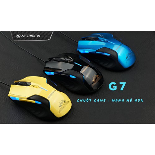 Chuột NEWMEN G7 PLUS Blue/Yellow USB Chính hãng chuyên game siêu bền bảo hành 12 tháng 1 đổi 1