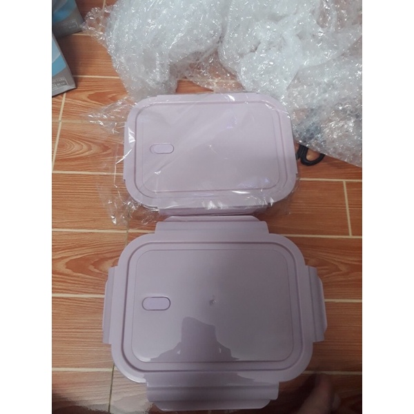 Hộp thuỷ tinh đem cơm 2 ngăn chịu nhiệt, chống tràn mang cơm văn phòng 1000ml