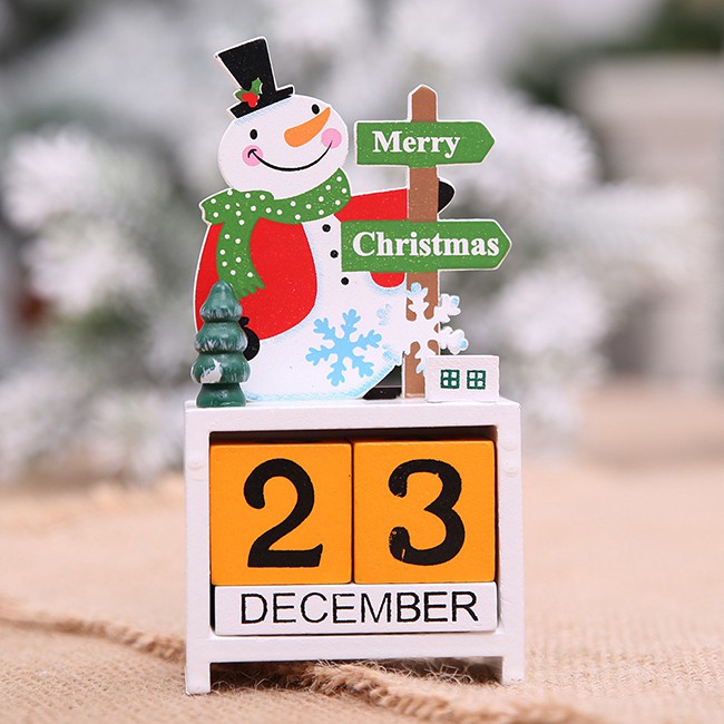 Lịch gỗ giáng sinh để bàn người tuyết VPP Tuệ Minh, tuần lộc Noel quà tặng dễ thương